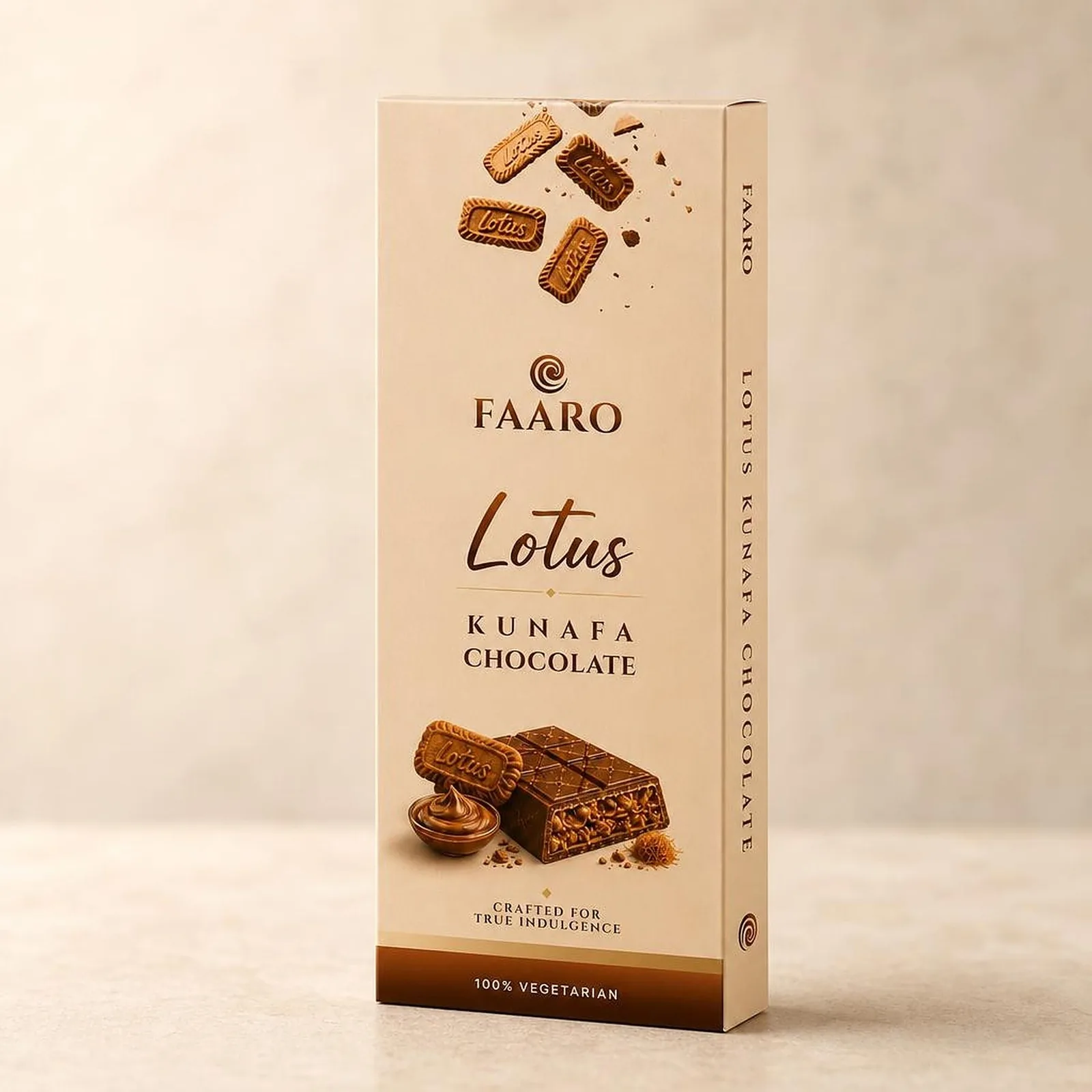 Lotus Kunafa Milk Chocolate — three-quarter view