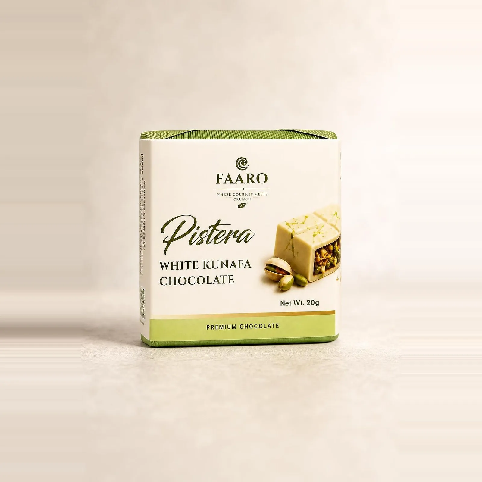 Pistachio Kunafa White Chocolate (20g) — front of pack