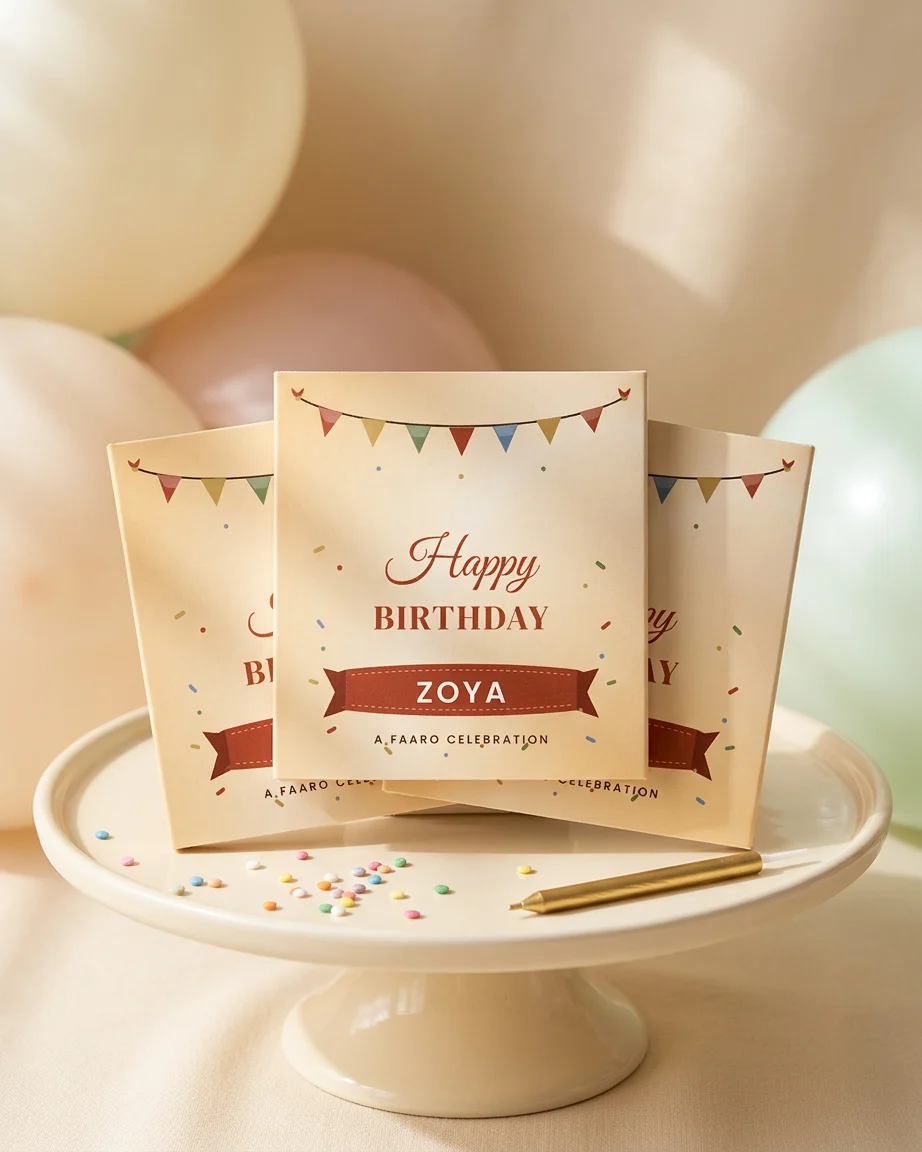 Confetti — birthday packs on the dessert table