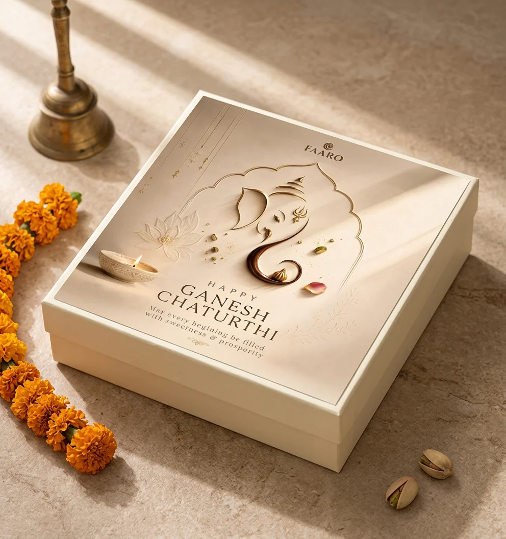 Ganesh Chaturthi — a custom gift-box label from the studio